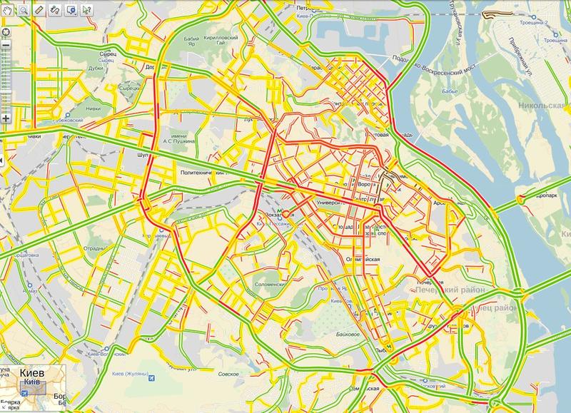В Киеве многокилометровые пробки. Объезжайте центр / Яндекс