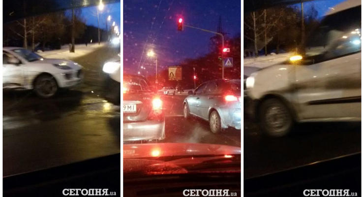 В Киеве из-за аварии с Porsche возникла большая пробка