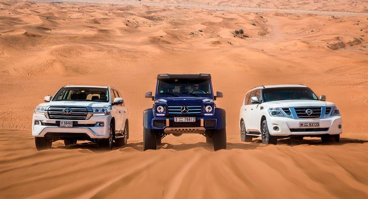 Битва в пустыне: Mercedes-Benz G500 vs Toyota Land Cruiser vs Nissan Patrol