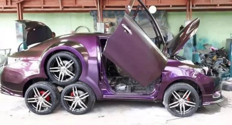 "Самый глупый тюнинг" легкового автомобиля засняли на видео
