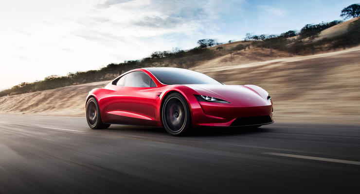 Молниеносный разгон нового спорткара Tesla Roadster показали на видео