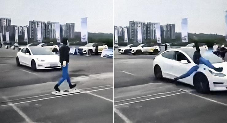 Сбила пешехода и поехала дальше: скандальное видео с Tesla Model 3