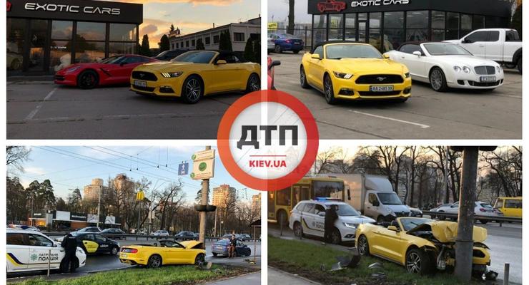 В Киеве мужчина разбил арендованный Ford Mustang: видео момента ДТП