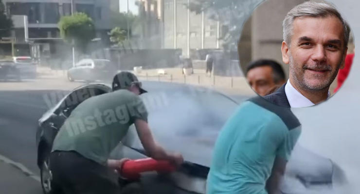 Украинцы помогли экс-депутату Олегу Мусию потушить авто: видео