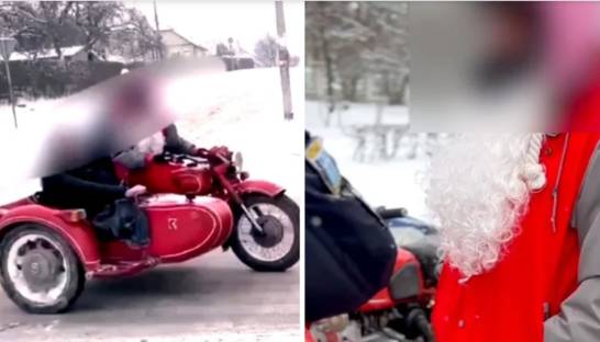 Полиция оштрафовала Санта-клауса на мотоцикле возле Ровного - видео