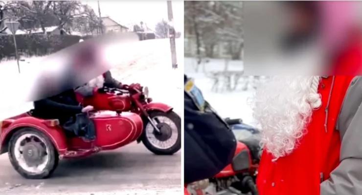 Полиция оштрафовала Санта-клауса на мотоцикле возле Ровного - видео